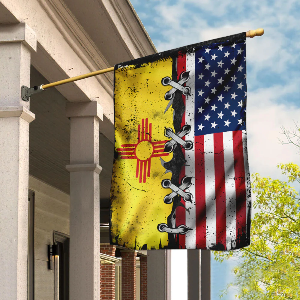 New Mexico State and  America Flag