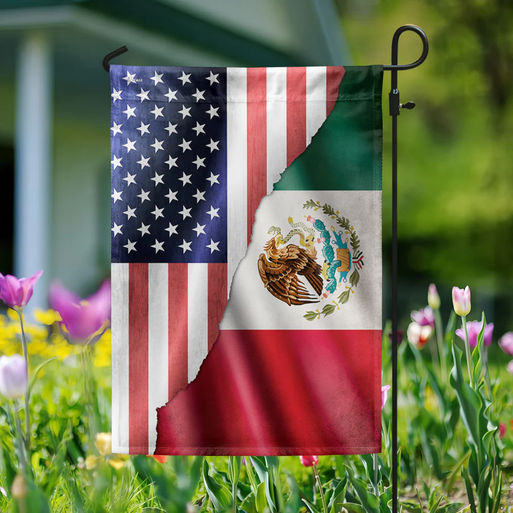 Mexican American Flag Vintage Mexican American Flag