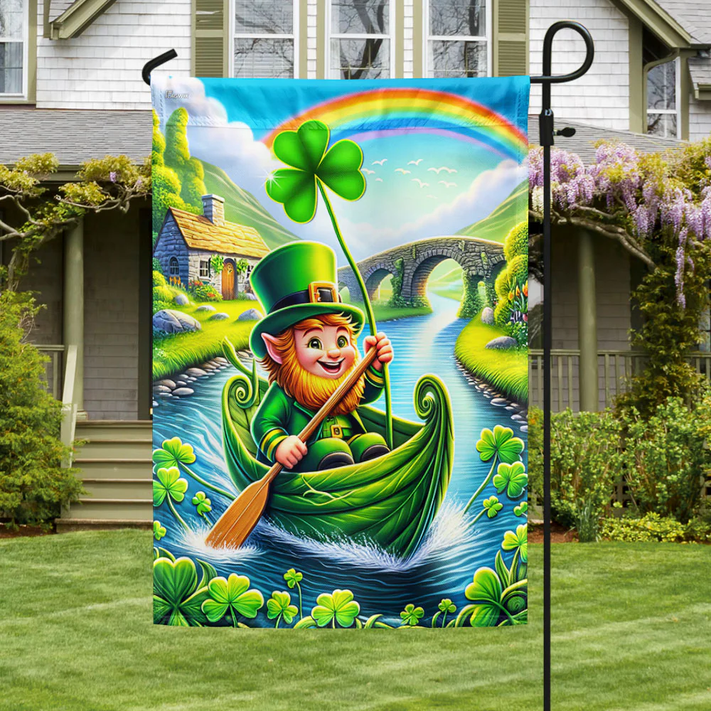 Irish St. Patrick's Day Leprechaun Spring Shamrock Flag