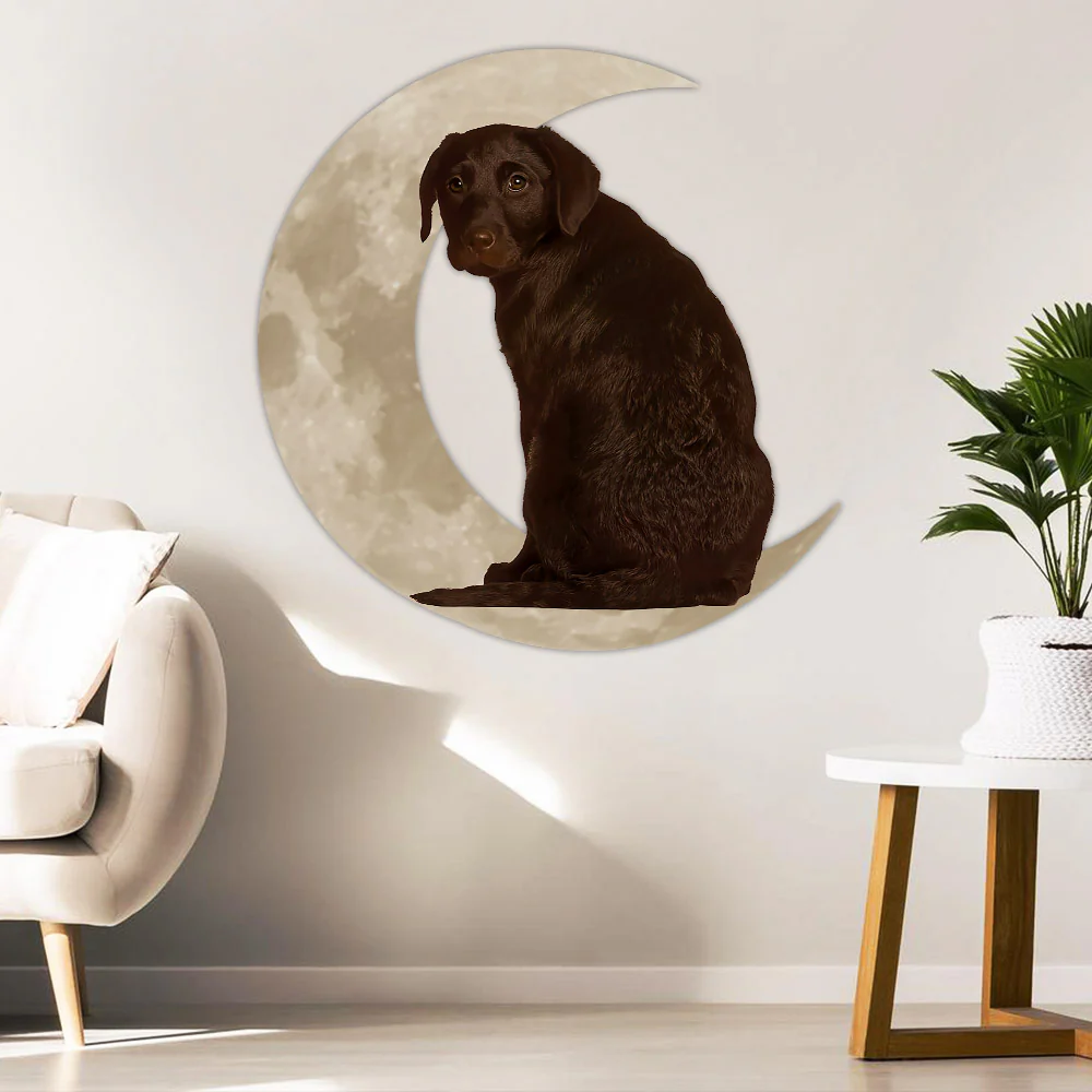 Chocolate Labrador Retriever Dog Hanging Metal Sign