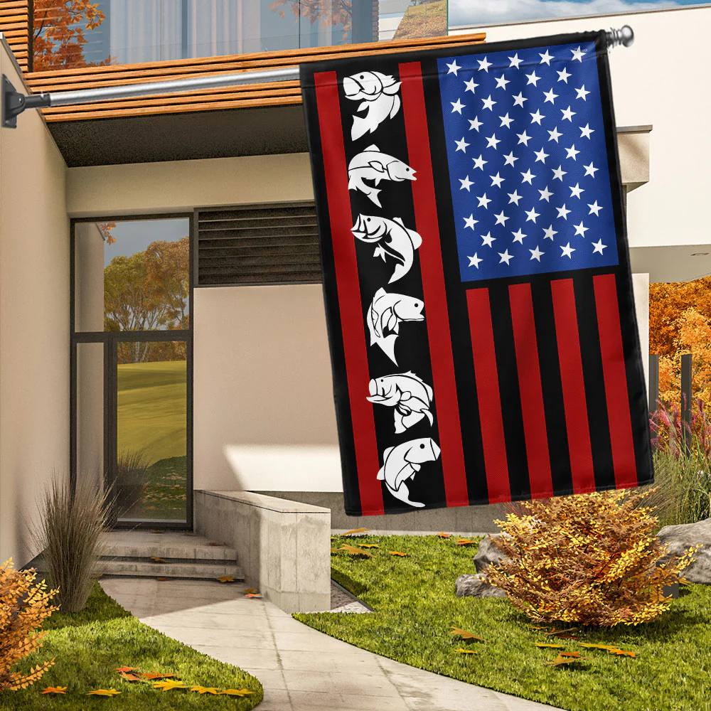 Bass Fishing American Flag