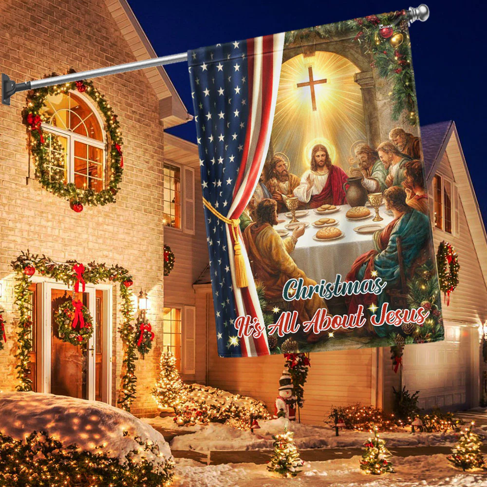 Christ Christmas Flag | It’s All About Jesus Faith Holiday Decor