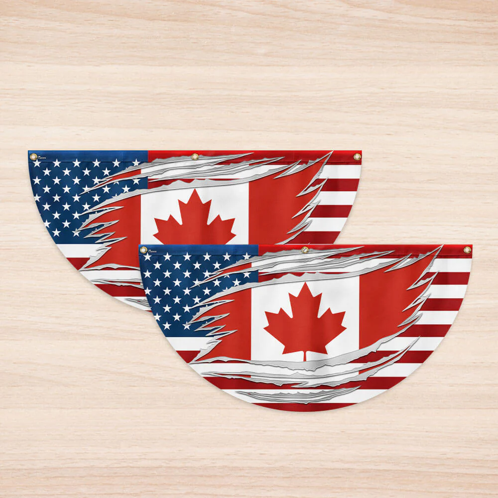 Canada US Friendship Canadian American Non-Pleated Fan Flag