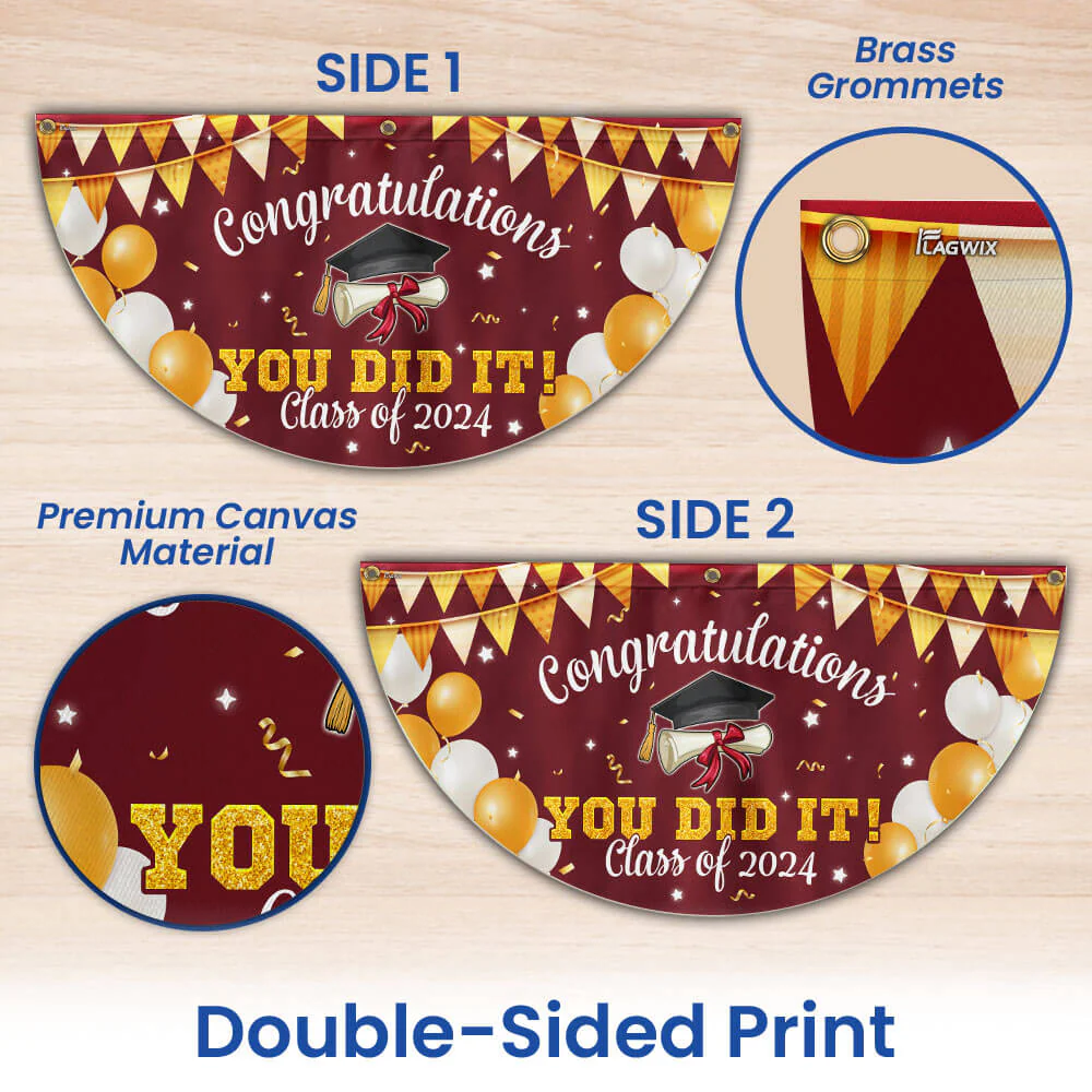 Congratulations You Did It, Happy Graduation Non-Pleated Fan Flag