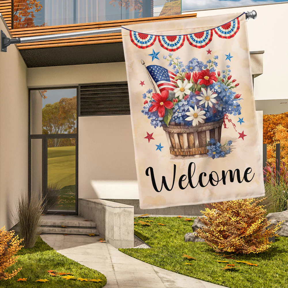 Bimipi American Flag - Happy 4th Of july Flowers Flag