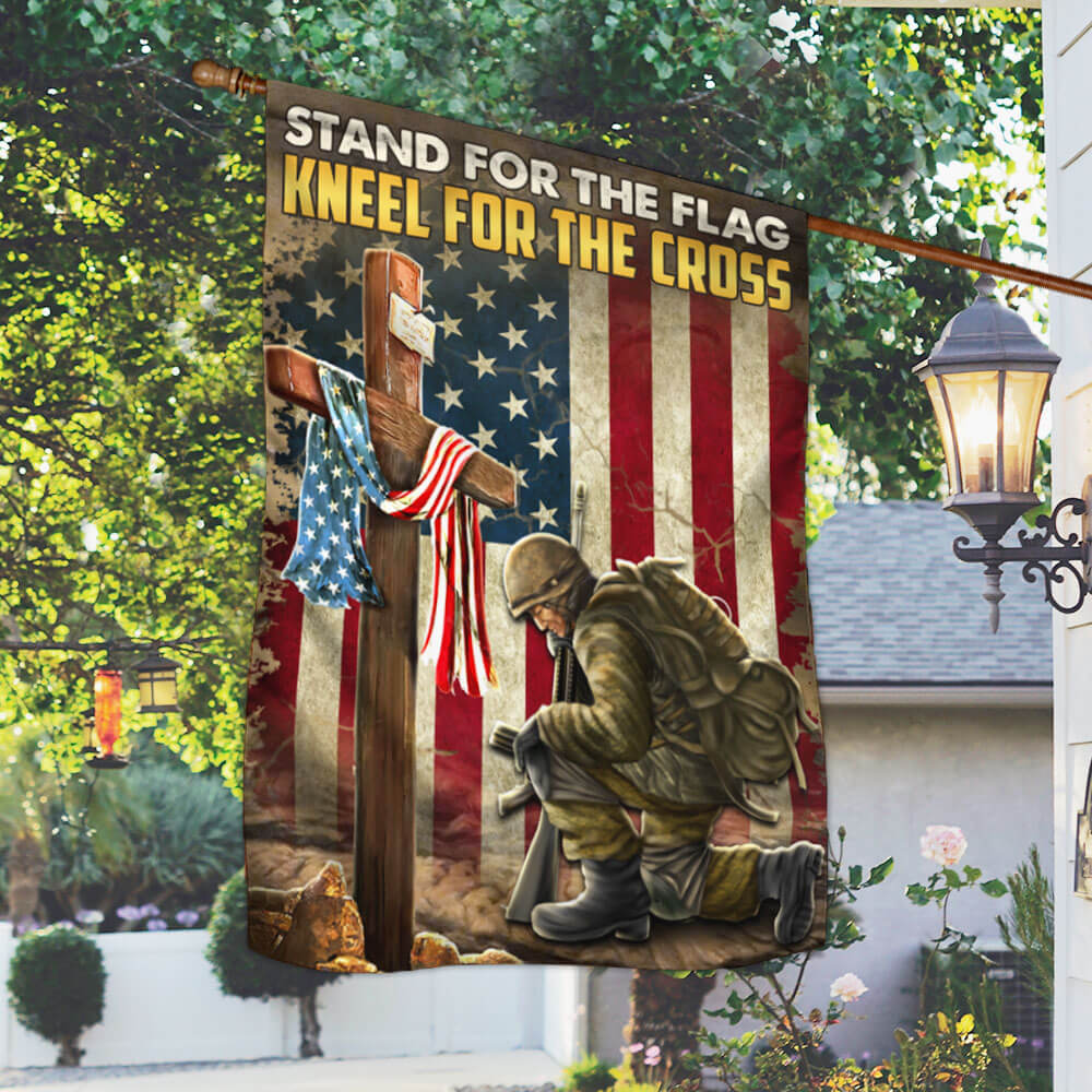 Veteran Kneeling Cross American Flag Stand for the Flag Kneel for the Cross Patriotic Veterans Day Flag