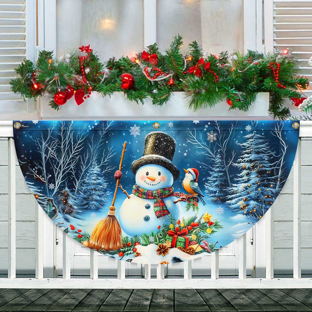 Snowman Let It Snow Christmas Non-Pleated Fan Flag