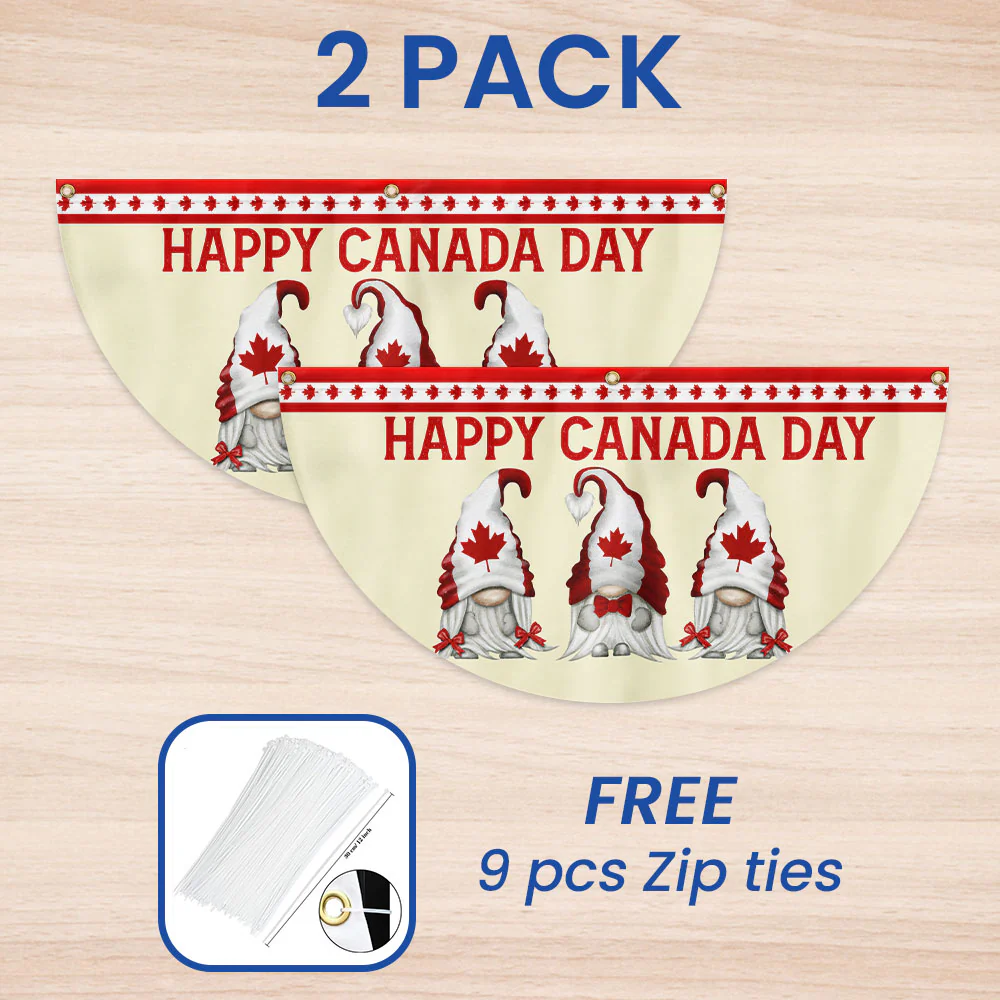 Happy Canada Day Gnomes Non-Pleated Fan Flag
