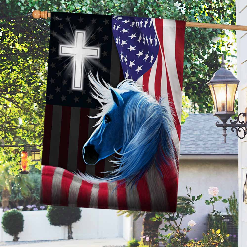 Bimipi American Flag - Patriotic Horse Cross 4th Of july American Flag