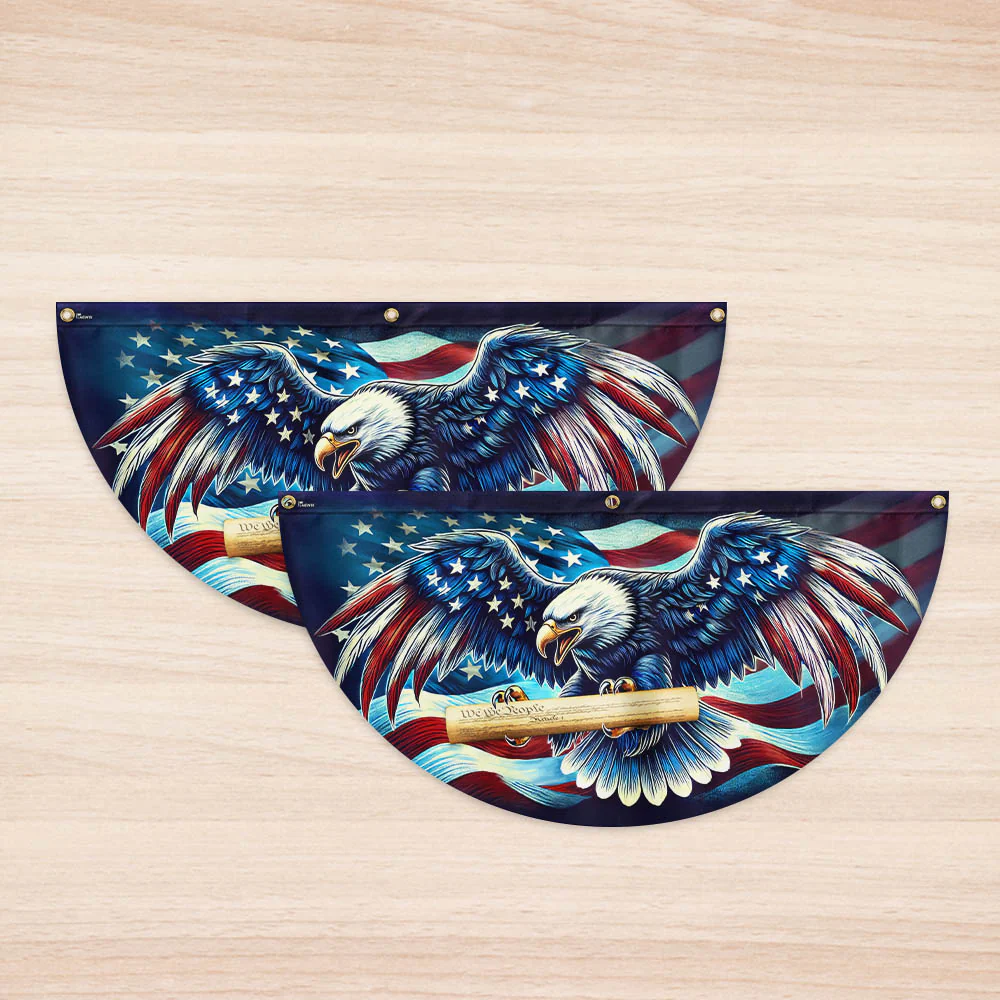 Patriotic Eagle We The People Non-Pleated Fan Flag