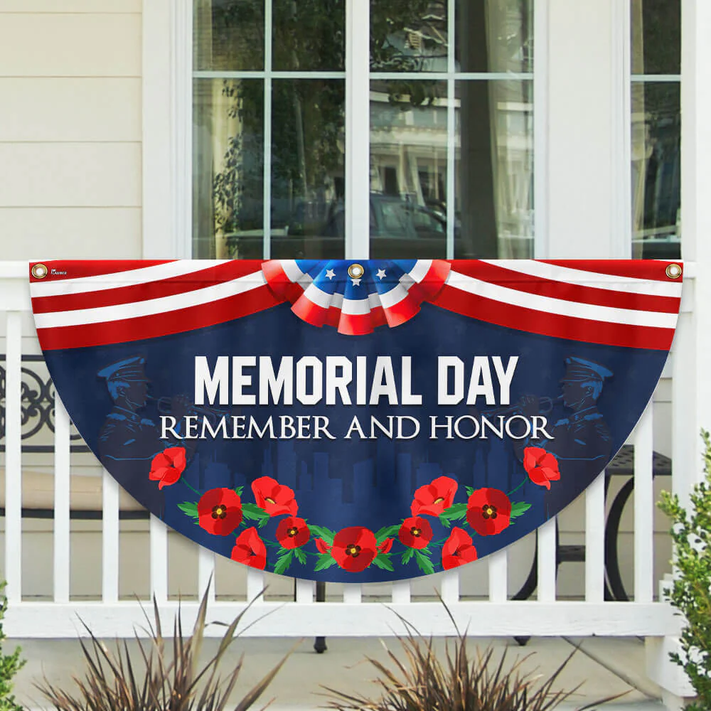 Memorial Day Flag Remember And Honor Non-Pleated Fan Flag