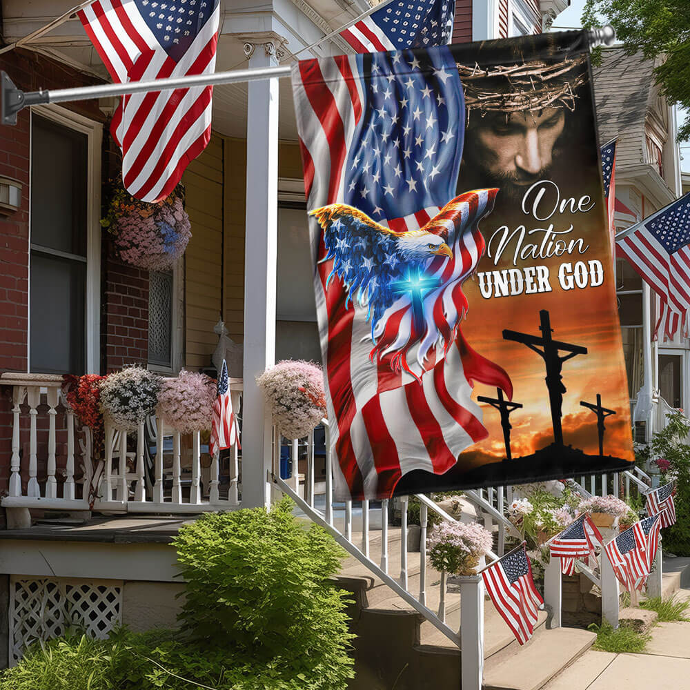 Bimipi American Flag - One Nation Under God, Jesus Christian American Patriotic Eagle Flag