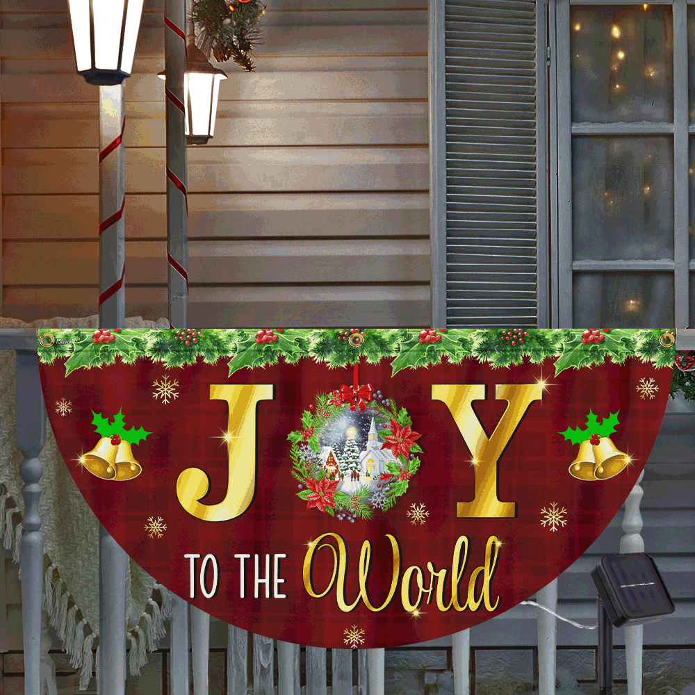 Christmas Flag Joy To The World Christmas Solar Led Fan Flag