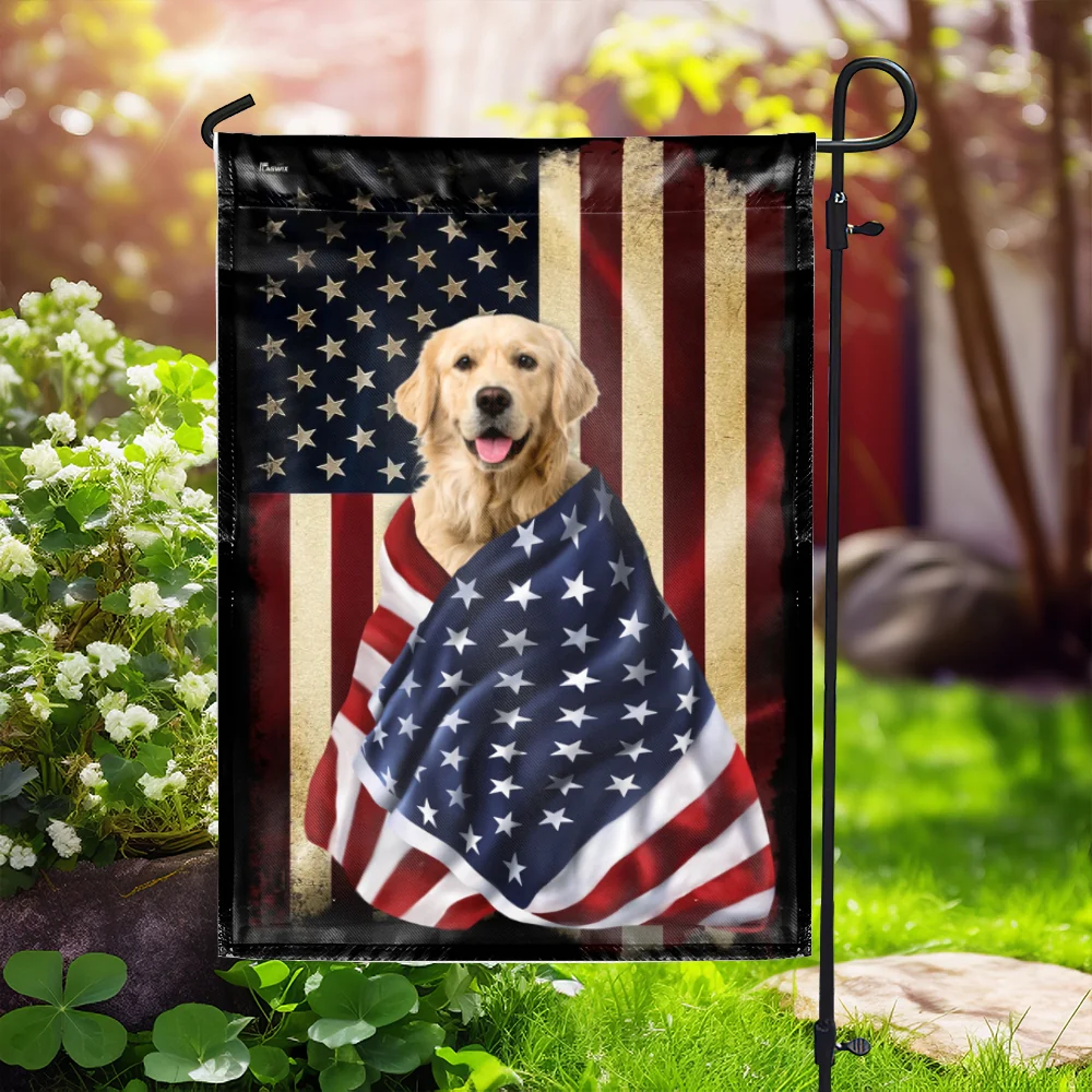 Custom American Flag | Patriot Dog Wrapped in Glory Decor Flag