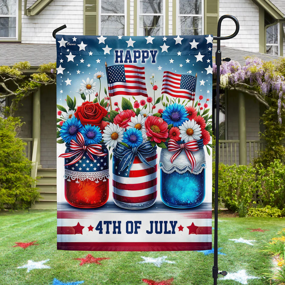 Bimipi American Flag - Patriotic Flowers 4th Of july Floral Independence Day Flag