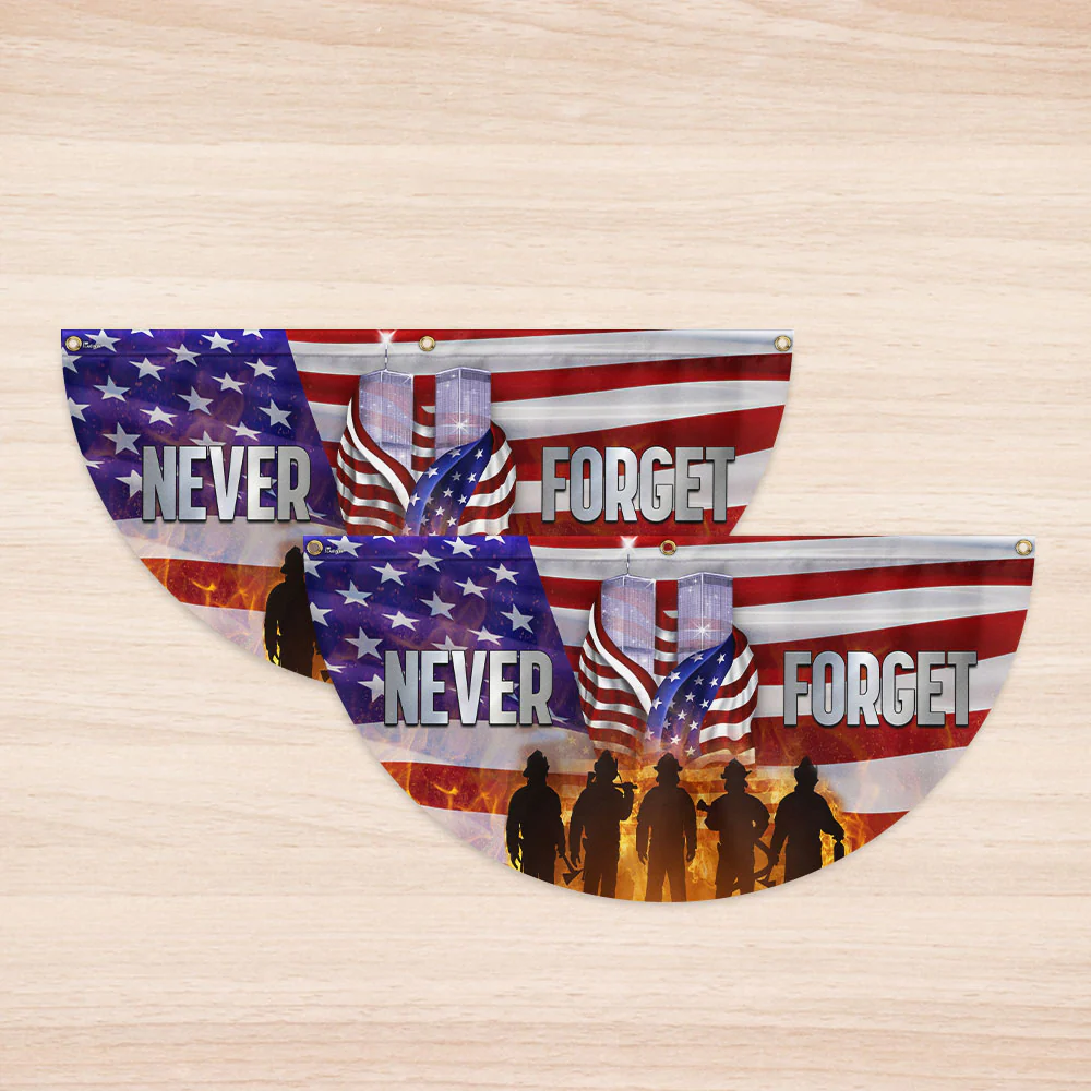 Patriot Day September 11th Never Forget Twin Tower Memorial Non-Pleated Fan Flag