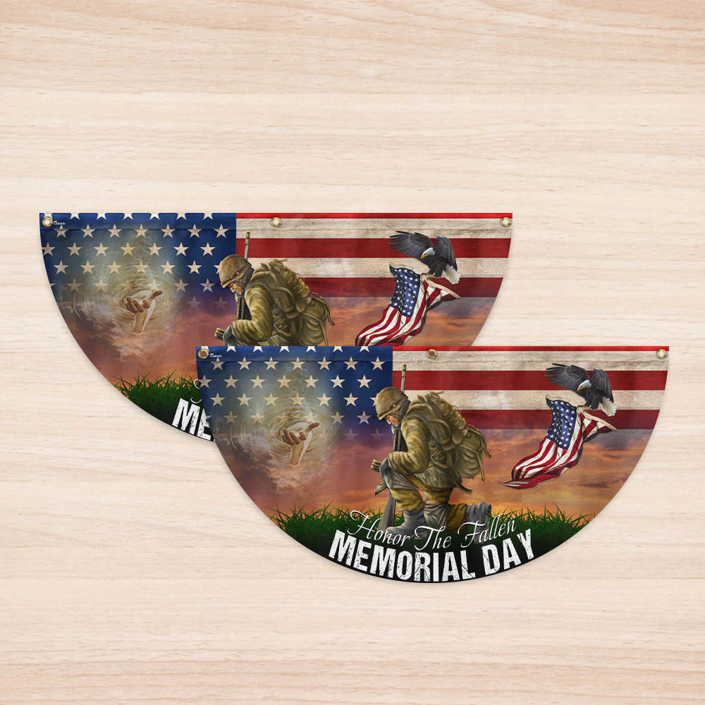 Memorial Day Honor The Fallen American Veteran Eagle Non-Pleated Fan Flag