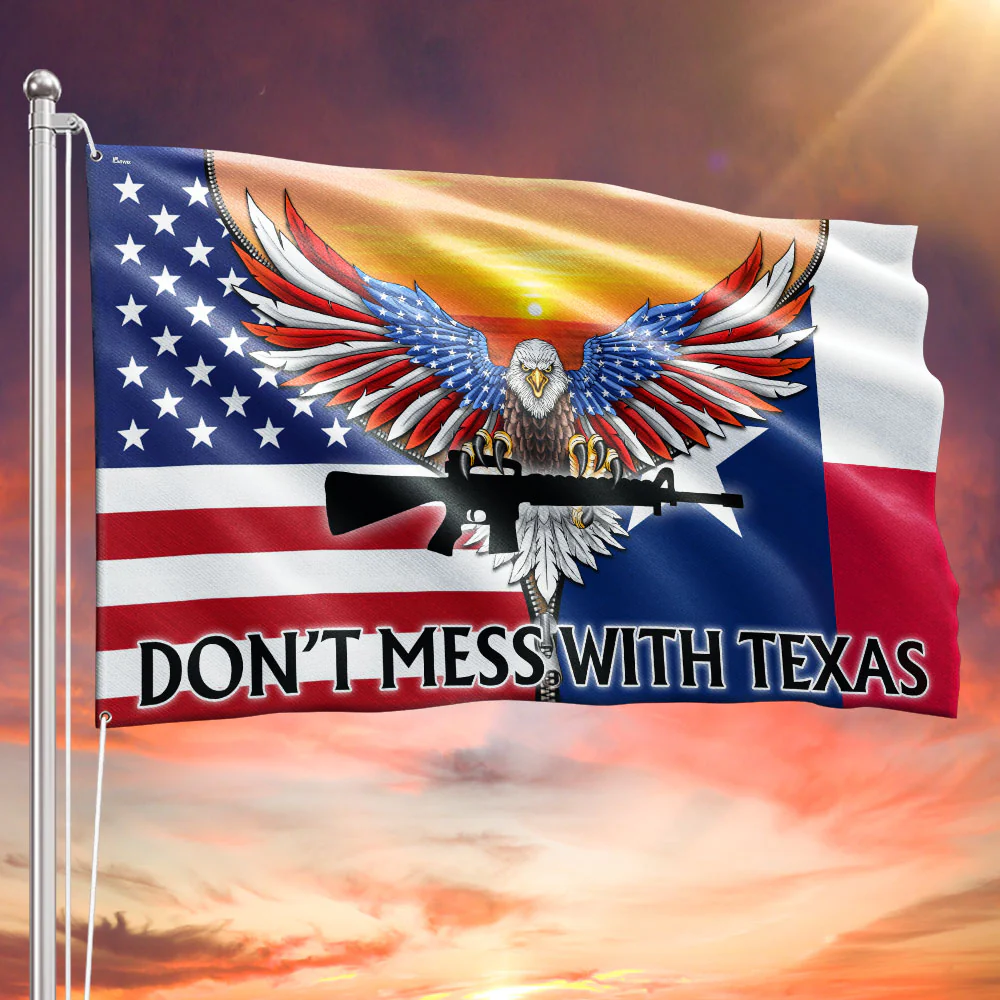 Don't Mess with Texas Flag, Patriotic Eagle Independence Day Grommet Flag