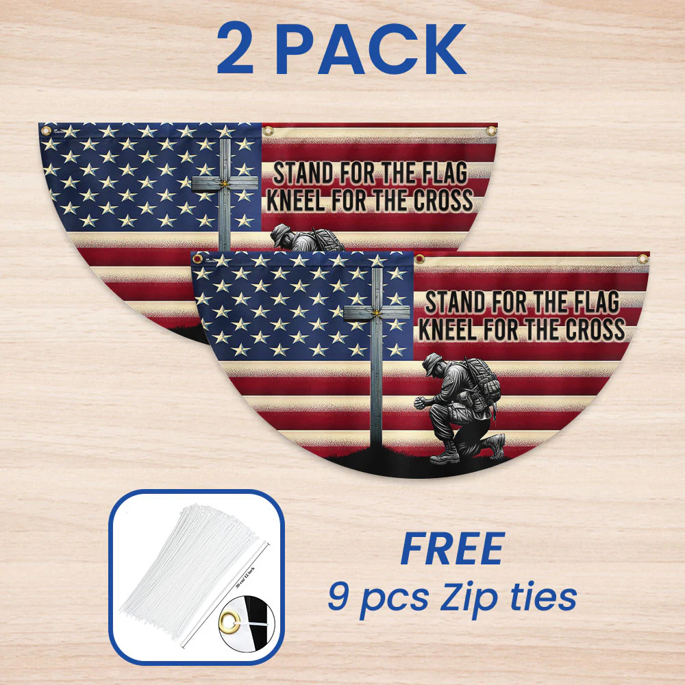 Veteran Kneeling Christ Cross American Flag Honoring Faith and Freedom Veterans Day Patriotic Decor