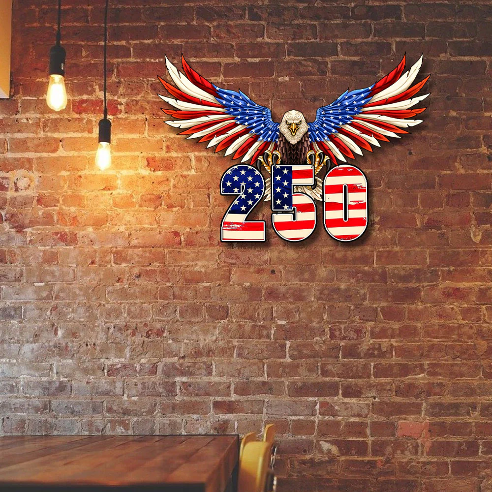 250th Anniversary Patriotic Eagle Hanging Metal Sign