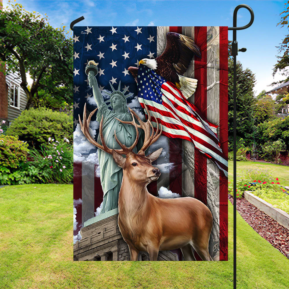 Deer Hunting American Flag