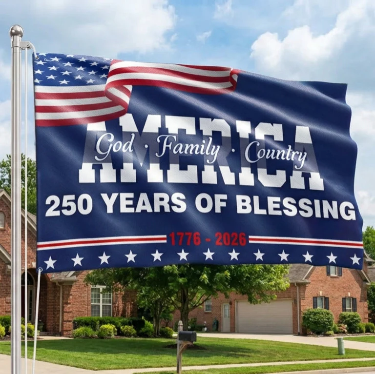 250 Years of Blessing 1776 2026 Flag, God America Patriotic Grommet Flag
