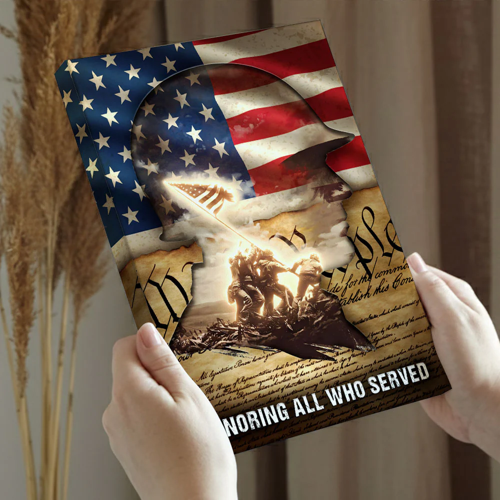 American Flag Canvas Wall Art, Patriotic Painting Military Veteran Decor