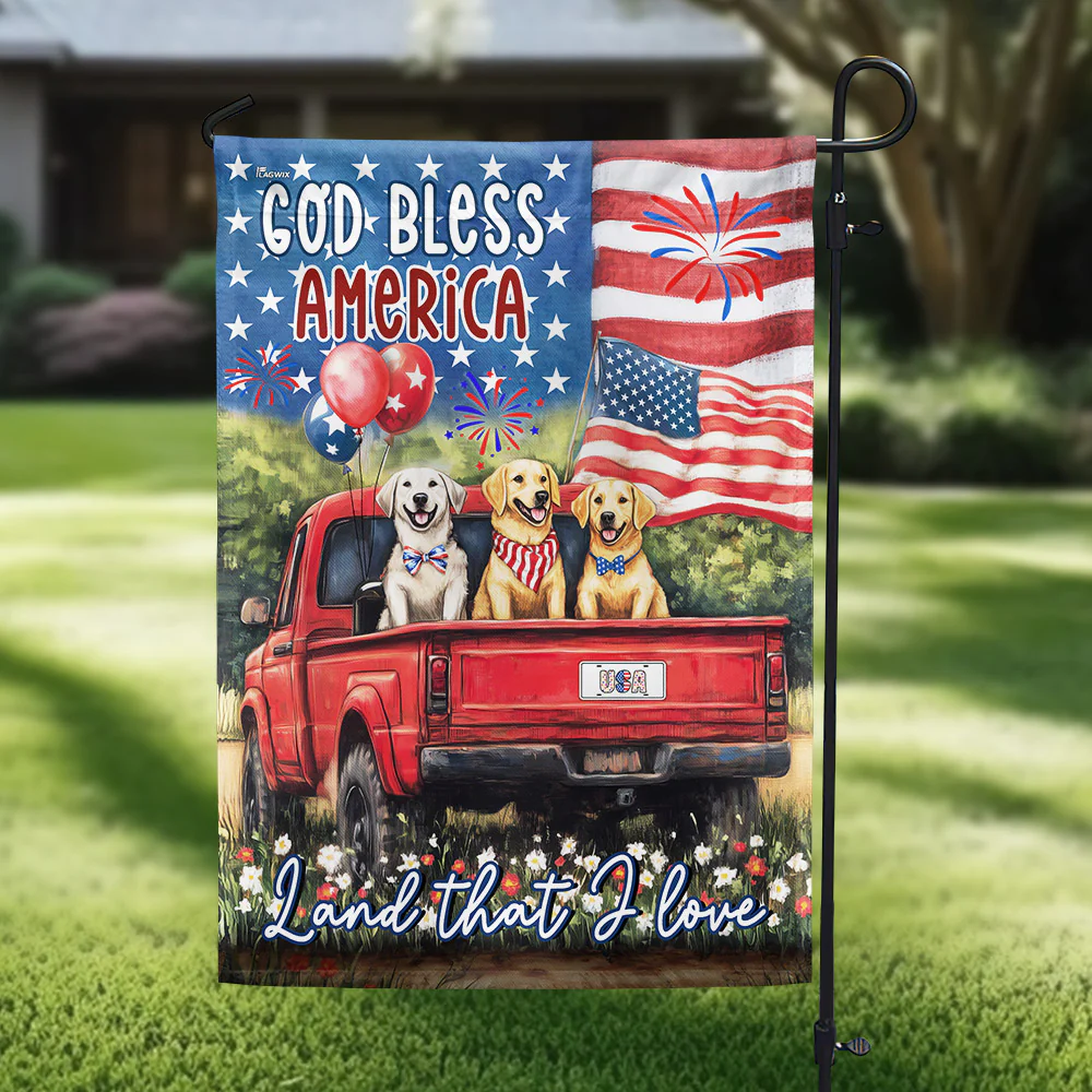 Veterans Day Flag, American Flag - God Bless America Happy 4th july Independence Day Patriot Dog American Flag