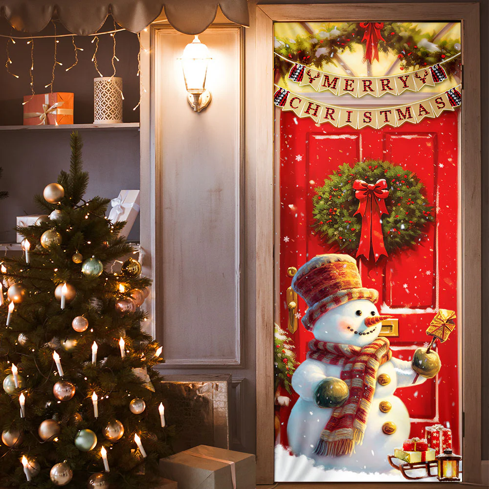 Snowman Christmas Door cover Home Decor