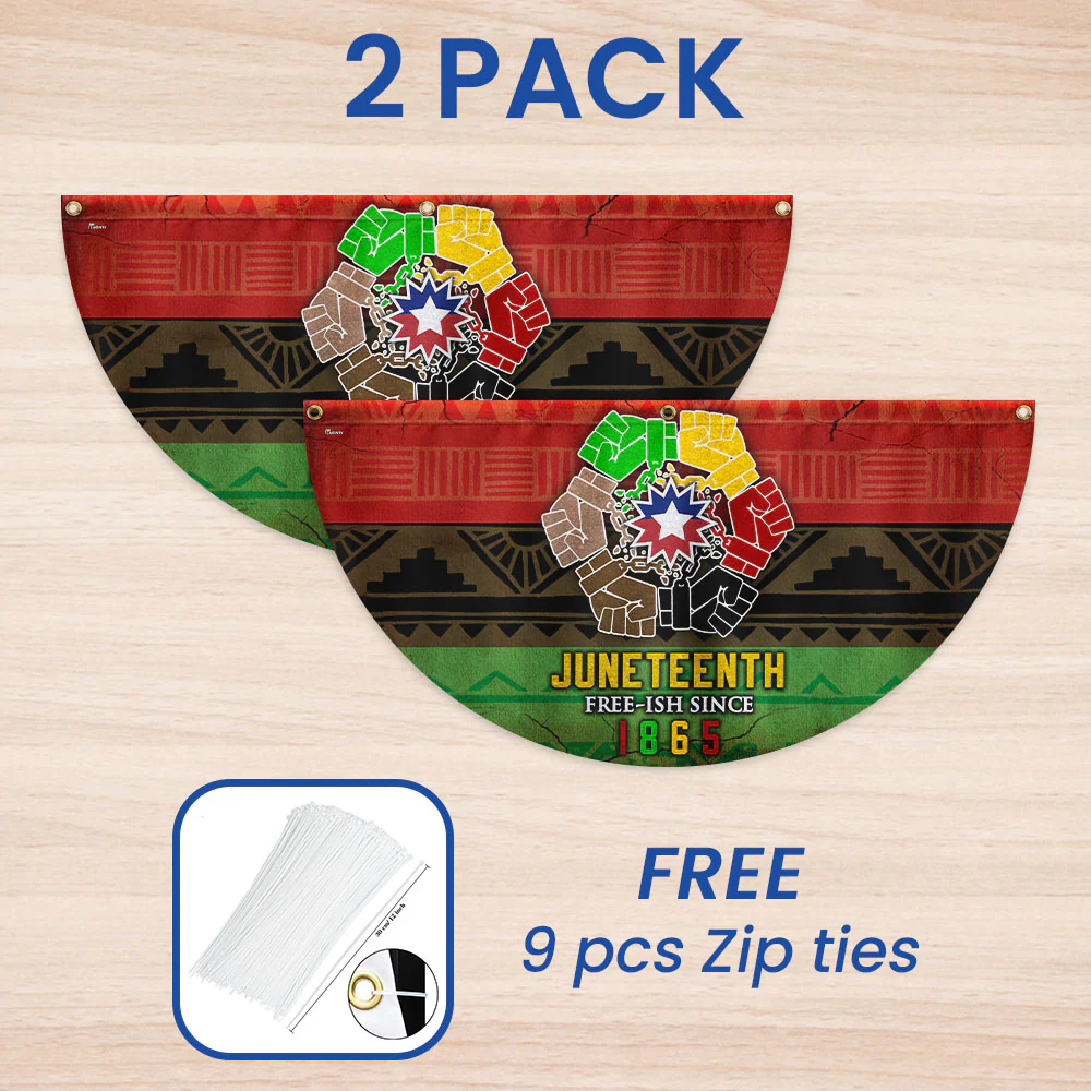 Celebrate Juneteenth African Non-Pleated Fan Flag