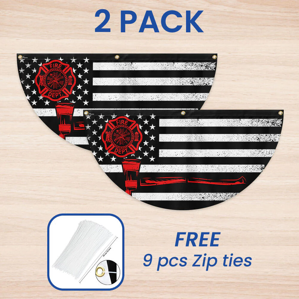 Firefighter Thin Red Line Fireman Non-Pleated Fan Flag