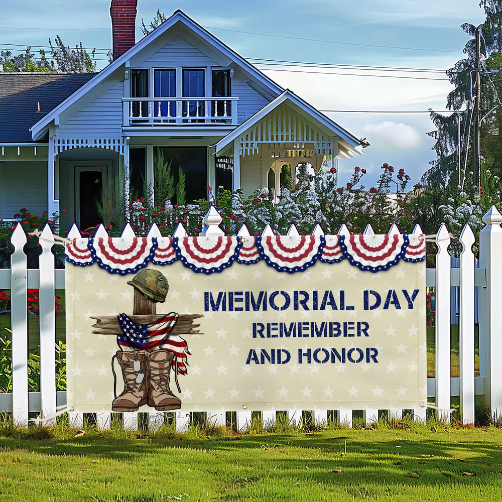 Memorial Day Remember And Honor Fence Banner