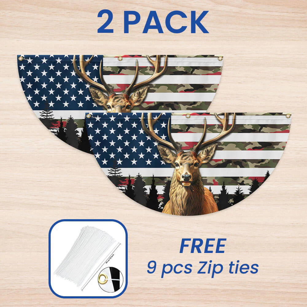 Deer Hunting American Flag Non-pleated Fan Flag