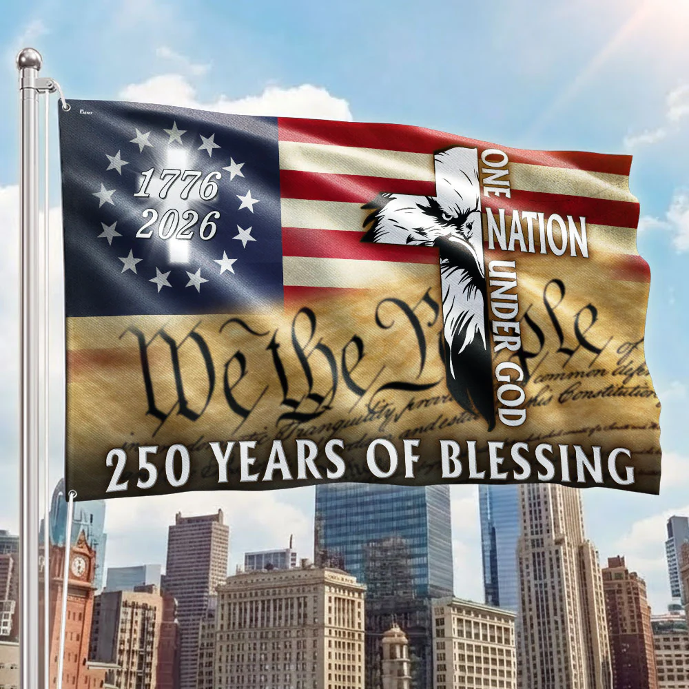 250 Years of Blessing Flag, 1776 2026 Patriotic Eagle with Cross Decor