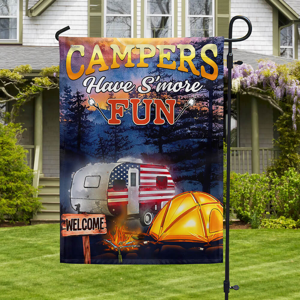 Happy Campers Welcome Summer Camping American Flag