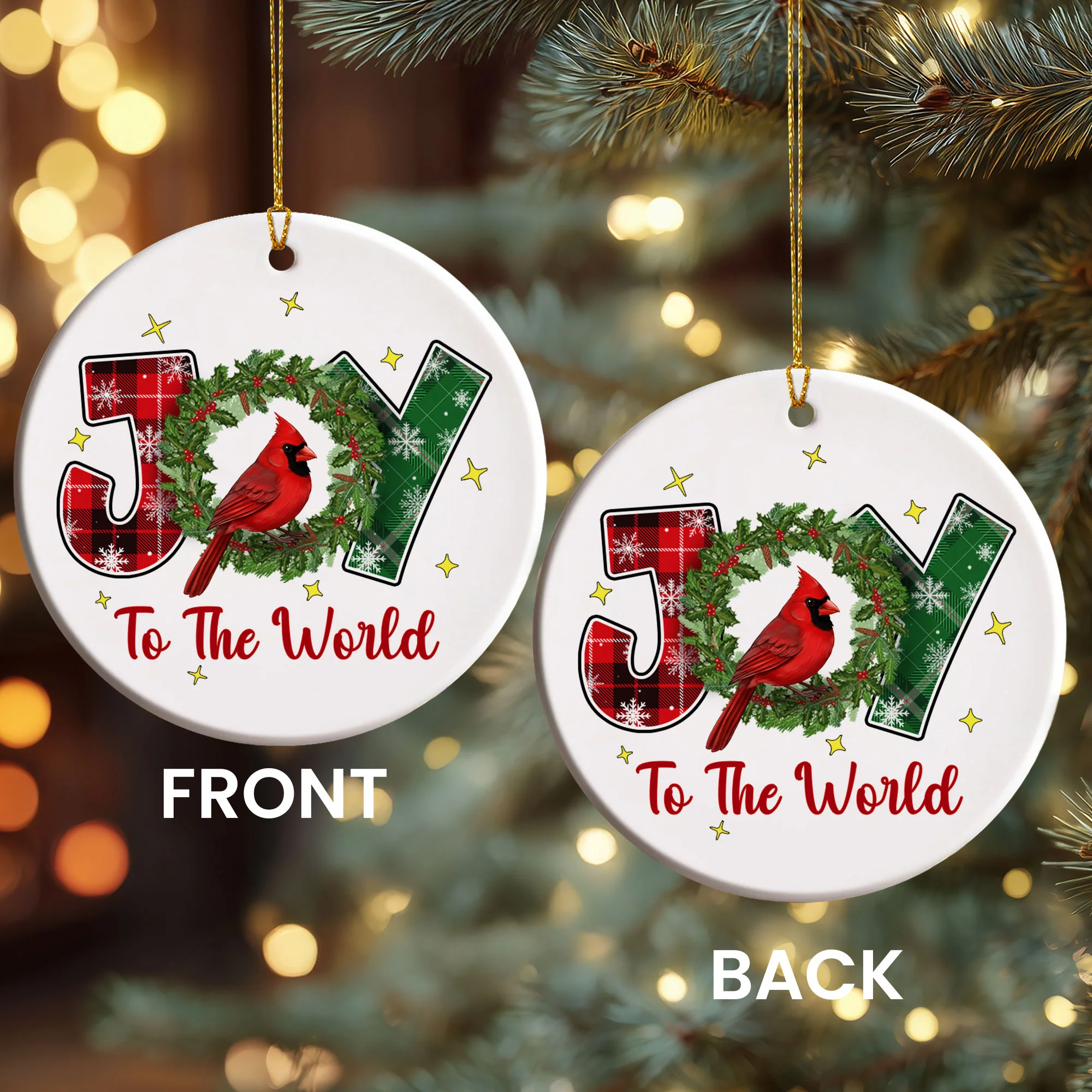 Joy To The World Ceramic Ornament | Cardinal Christmas Holiday Decor