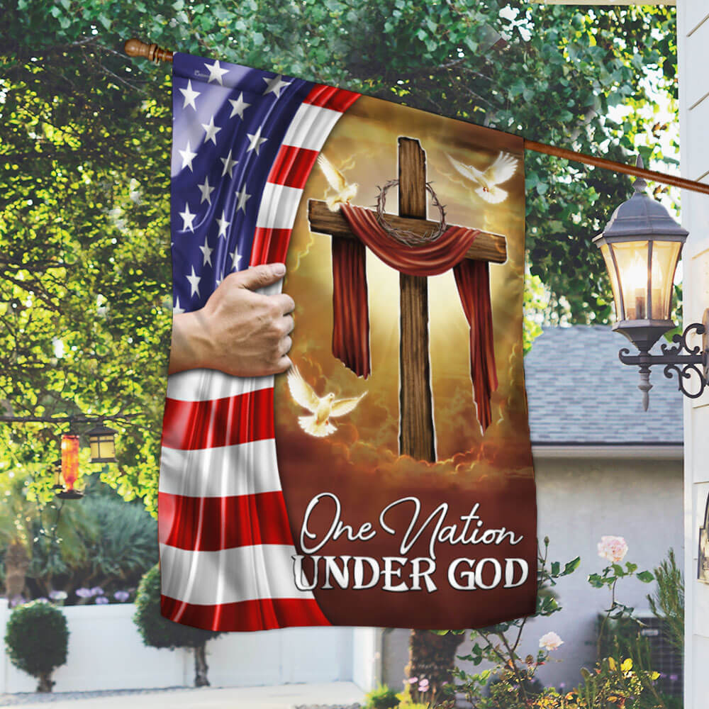 Bimipi American Flag - One Nation Under God Christian Cross American Flag
