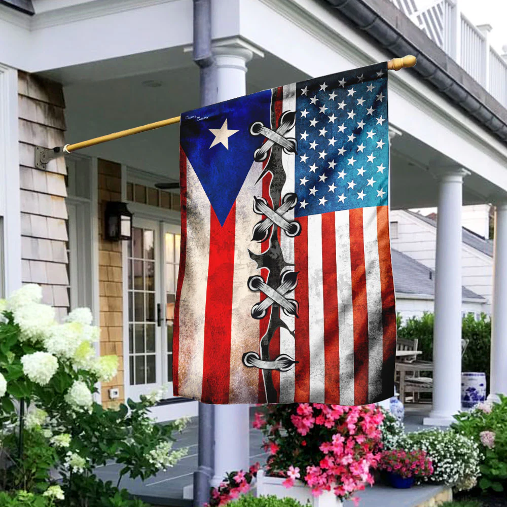 Puerto Rico And American Flag 3-Day Shipping