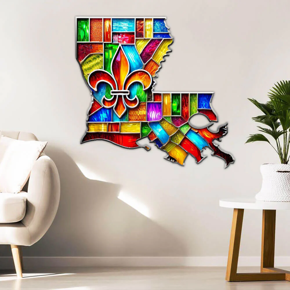 Louisiana Map Hanging Metal Sign