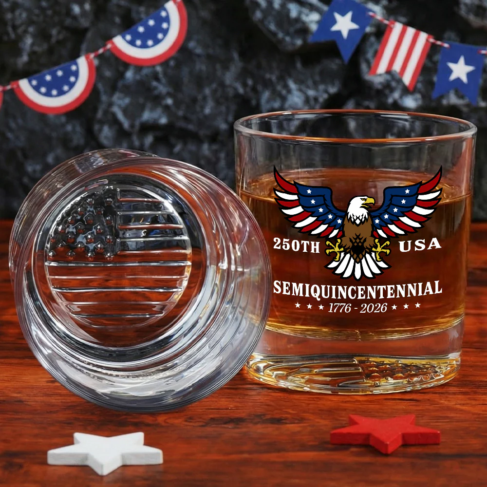 250th Anniversary America Semiquincentennial Printed Whiskey Glass Gift