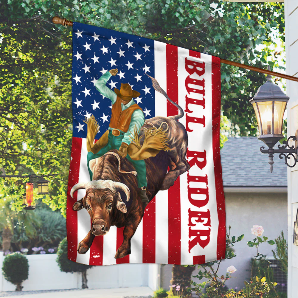 Bull Riding American Flag