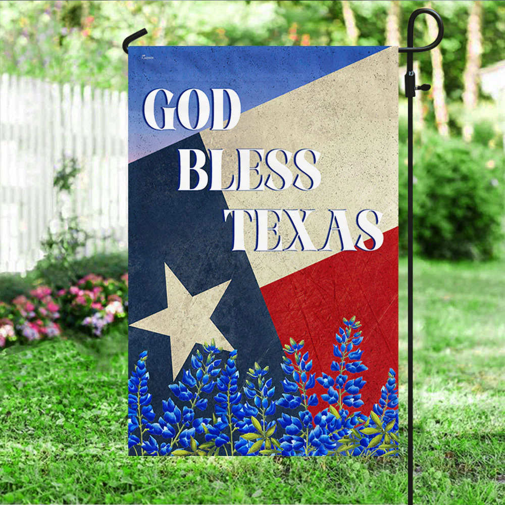 Texas Bluebonnet Flower God Bless Texas Flag