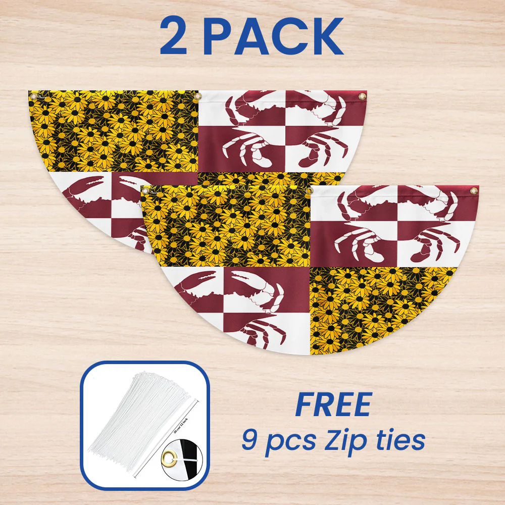 Maryland State Crab and Black-eyed Susan Flower Maryland Non-Pleated Flag