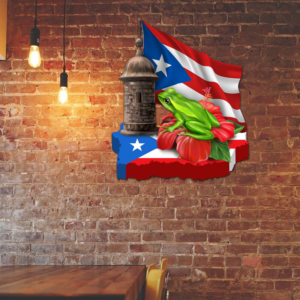 Coqui Frog Puerto Rico Hanging Metal Sign