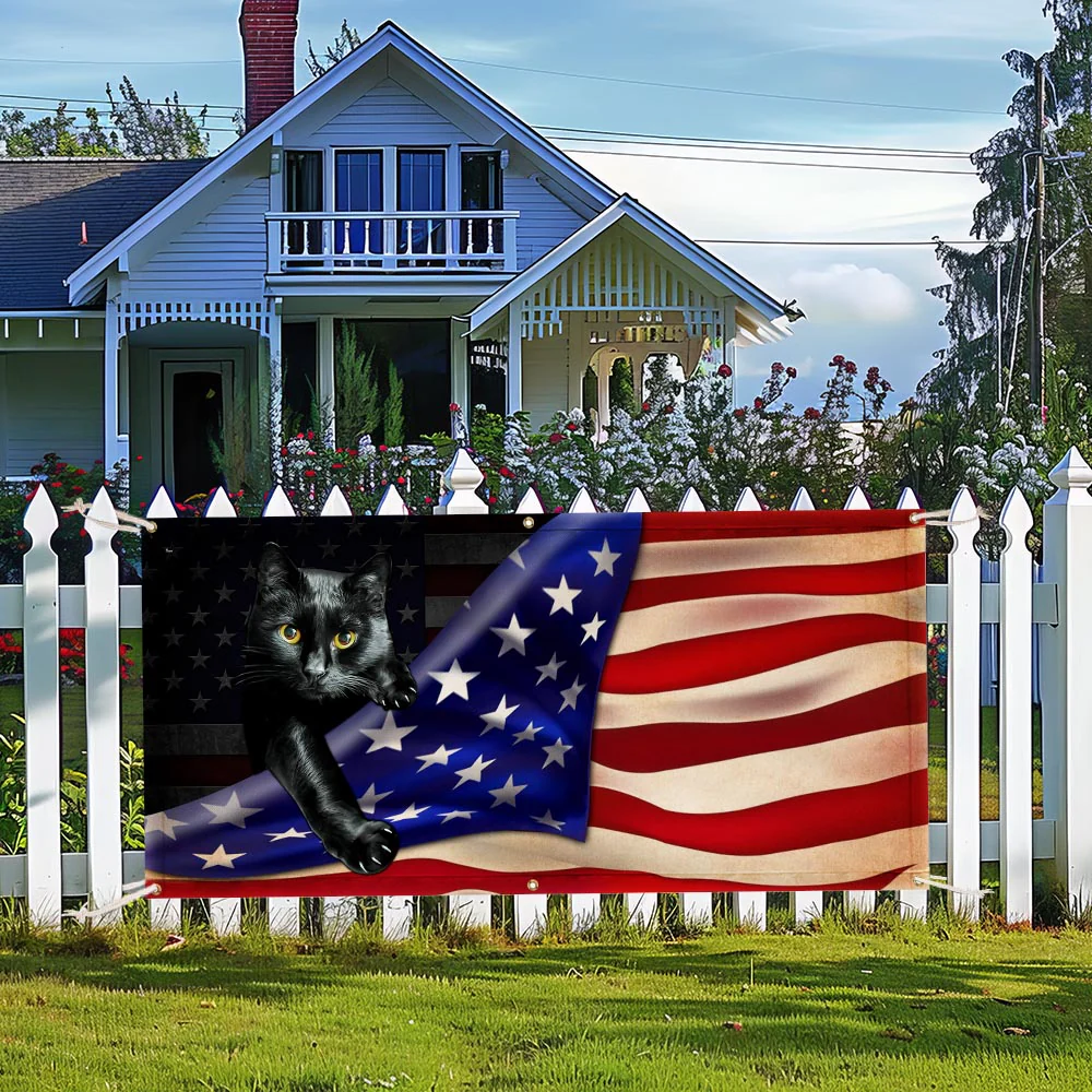 Black Cat American Fence Banner