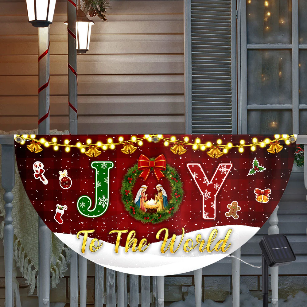 Joy To The World Flag | Nativity Of Jesus Christmas Solar Led Fan Flag