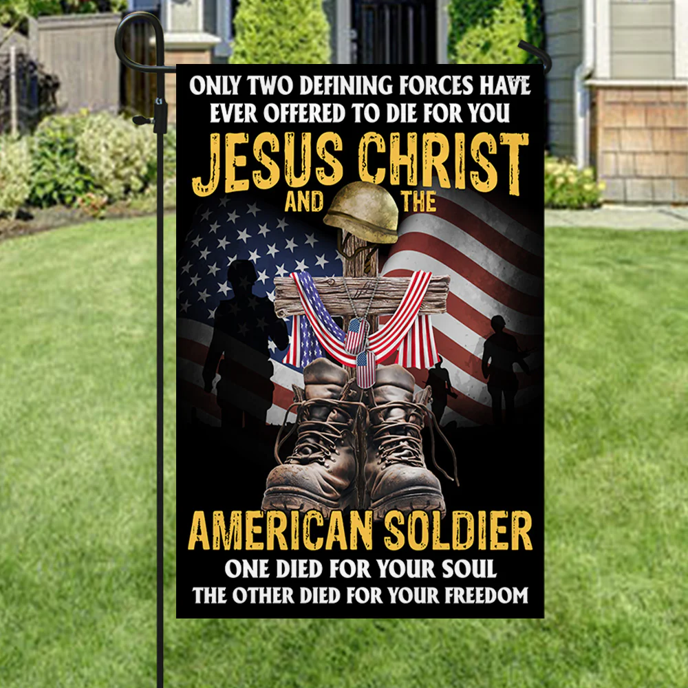 US Veterans Day Flag Jesus Christ and the American Soldier Patriotic American Flag 3-Day Shipping