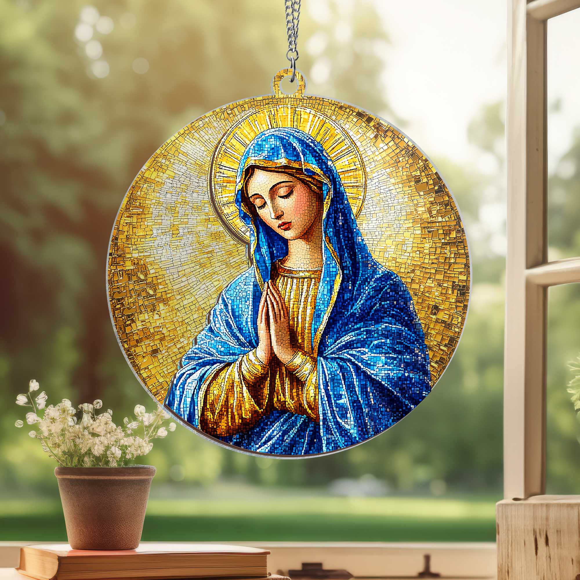 Virgin Mary Praying 2 Layered Hanging Suncatcher