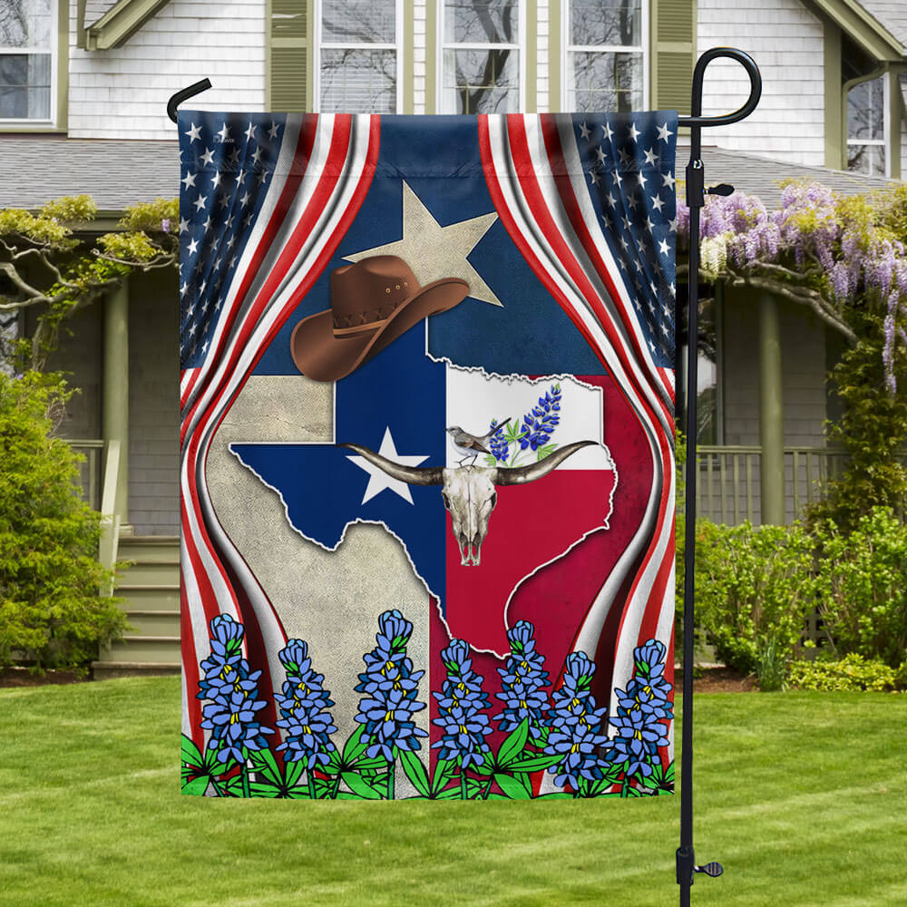 Texas Longhorn Bluebonnet Flag - State flag