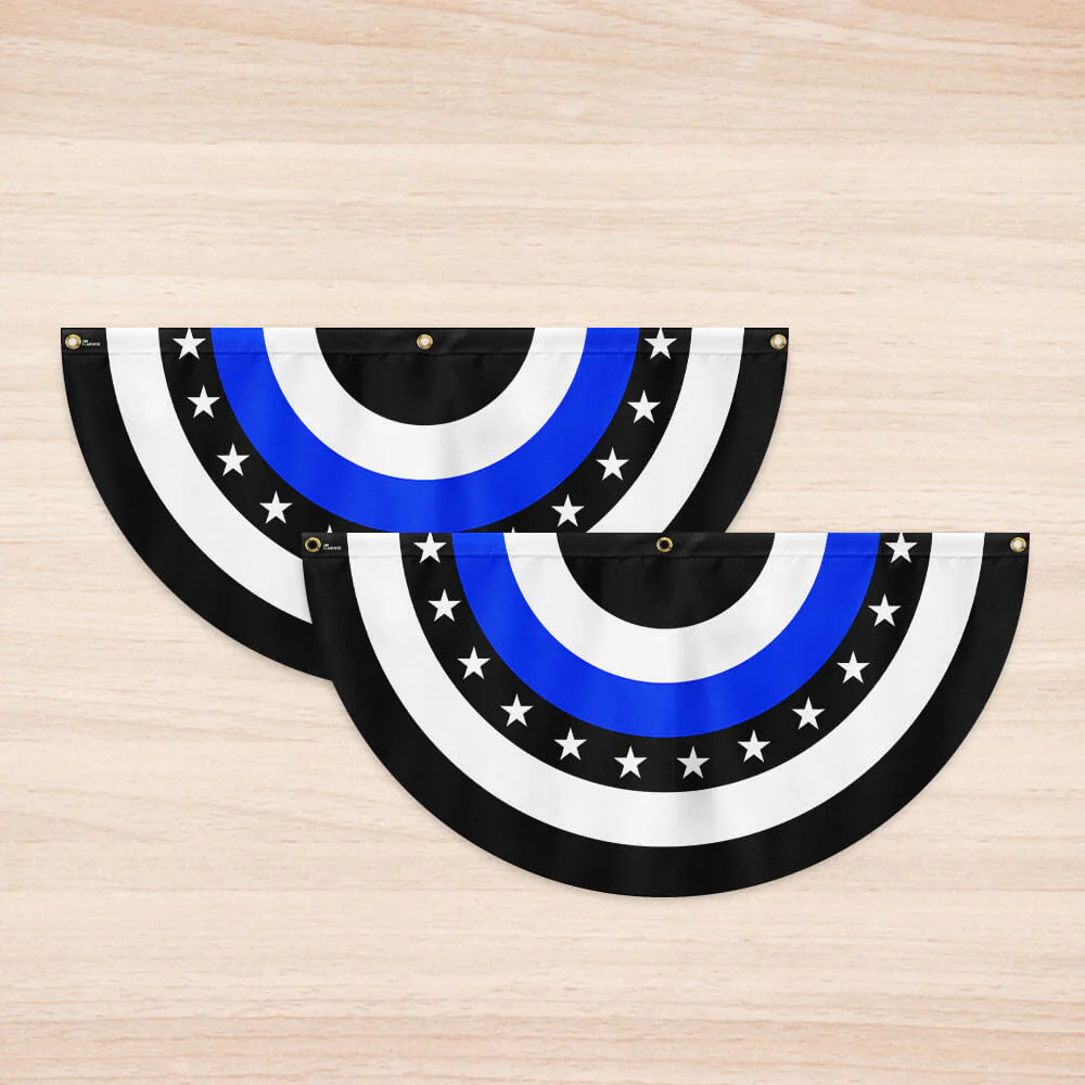 The Thin Blue Line. Police. Law Enforcement American Eagle Non-Pleated Fan Flag